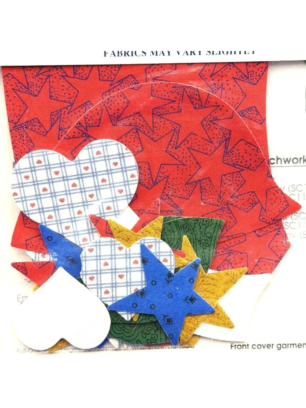 Vintage Americana Fabric Appliques Patchwork Apple Iron On Kit 54108 Stars NOS